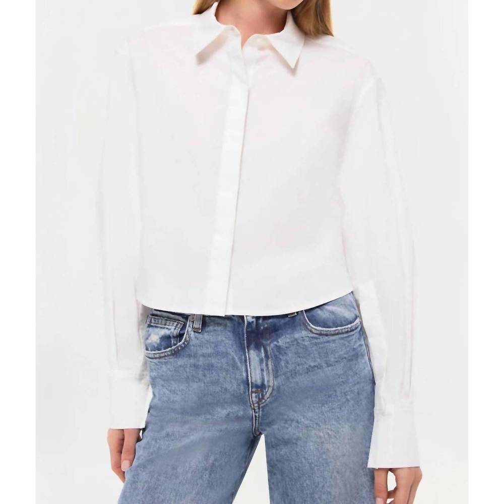 NEW SIMKHAI renata cropped button down shirt in white - Picture 4 of 5